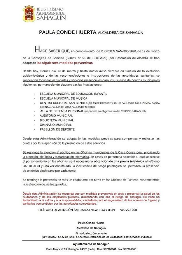 Bando del Ayuntamiento de Sahagún