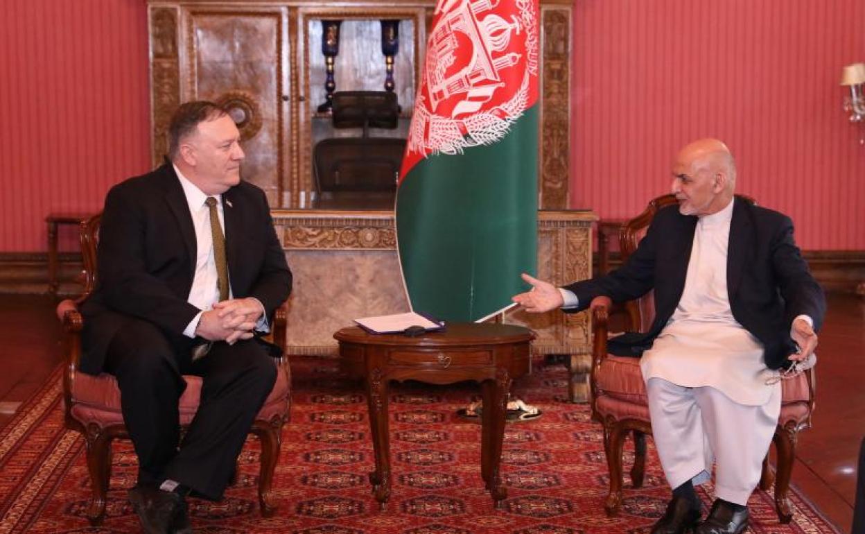 Reunión entre Mike Pompeo y Ashraf Ghani en Kabul (Afganistán).