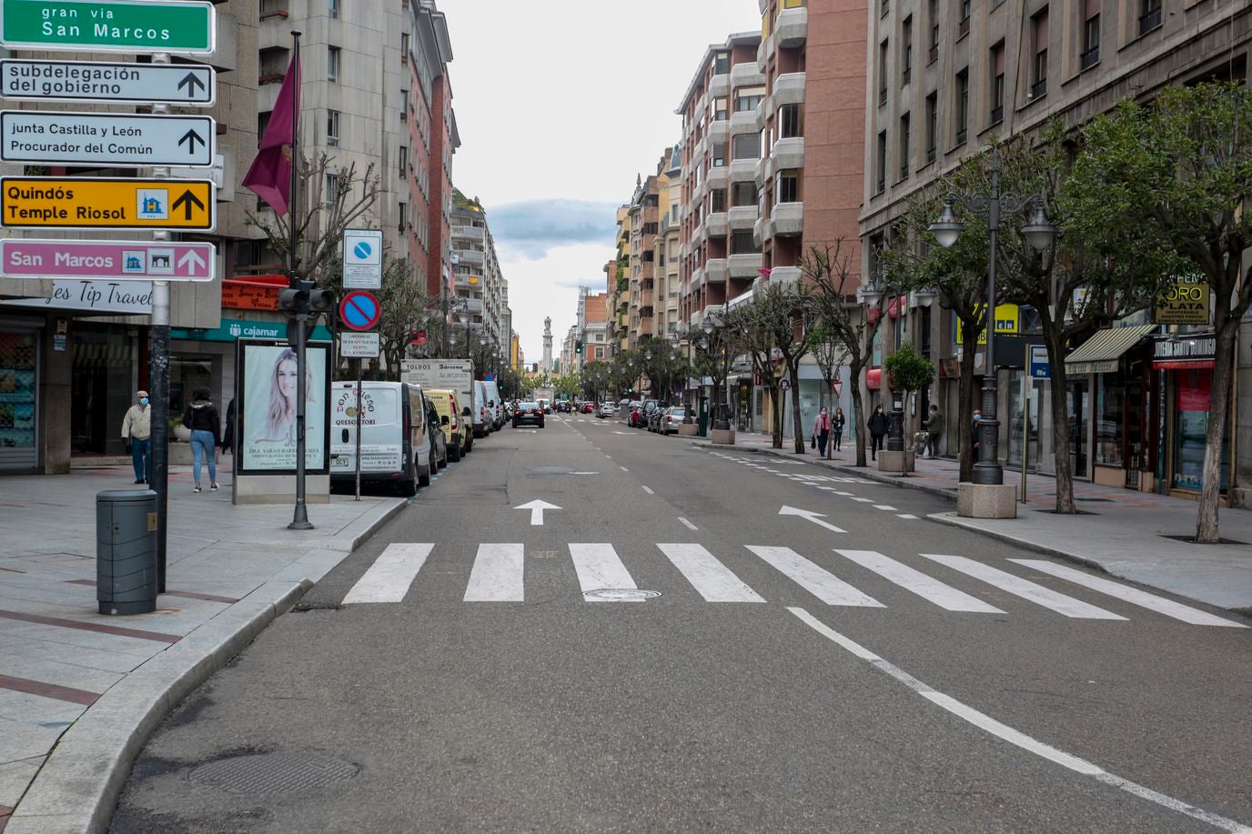 Ramón y Cajal, Gra Vía de San Marcos, Independencia y Villabenavente se peatonalizará los sábados por la tarde y domingos durante la duración del estado de alarma. 