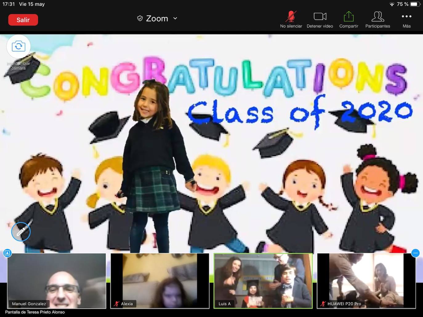 Los alumnos de Infantil del Colegio Peñacorada disfrutaron de la celebración de su salto a Primaria en una ceremonia única gracias a los medios telemáticos. 