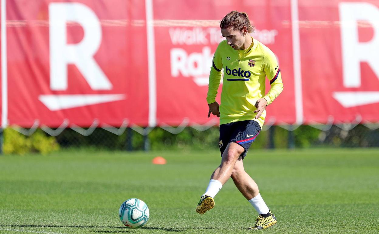 Antoine Griezmann, en un entrenamiento del Barça. 