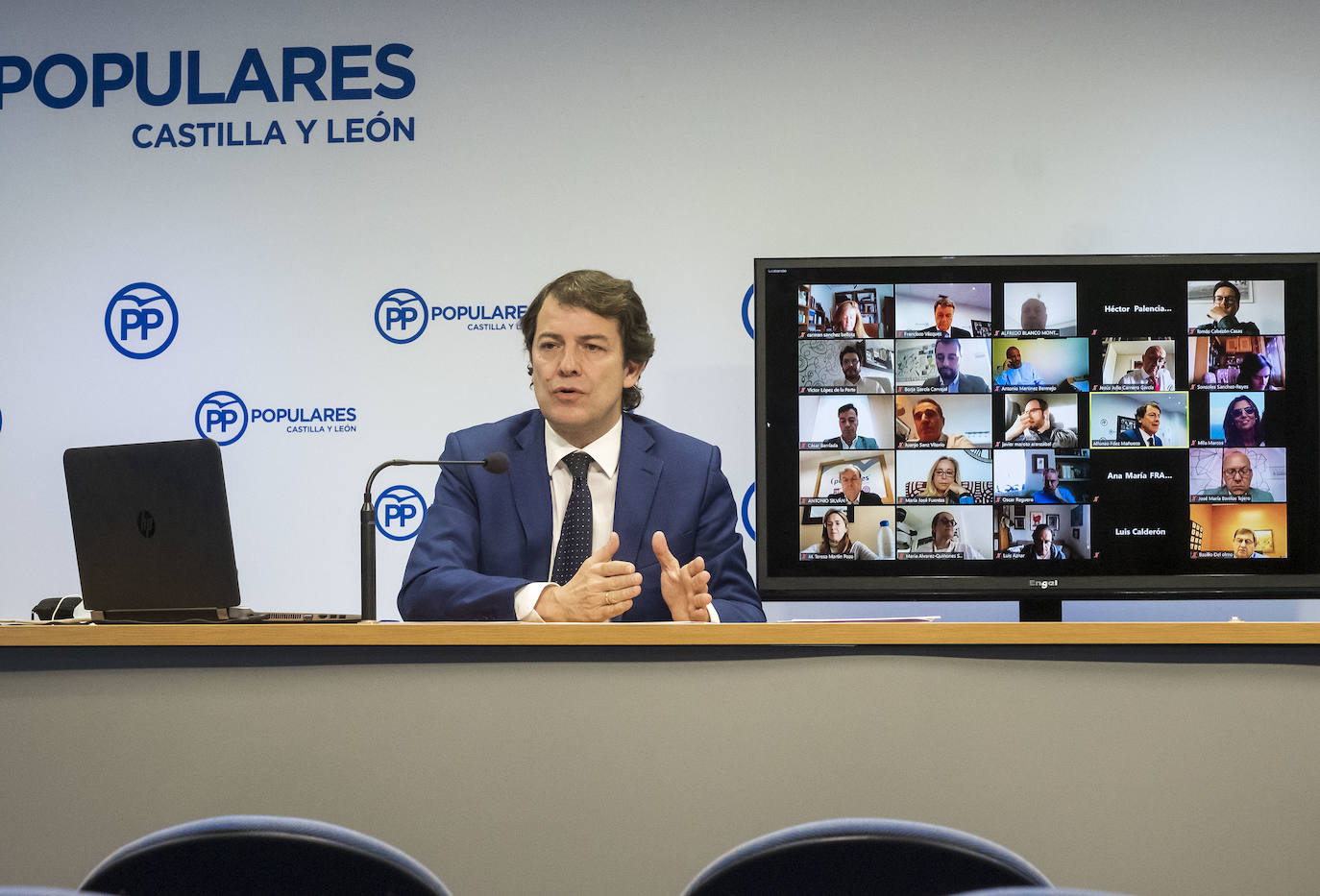 El presidente del PPCyL, Alfonso Fernández Mañueco, clausura la Junta Directiva.