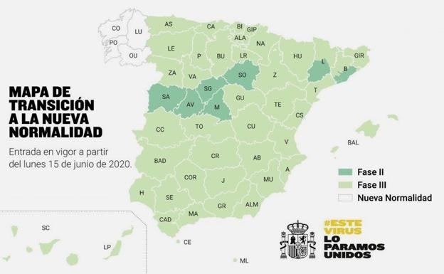 Mapa de la desescalada por provincias.