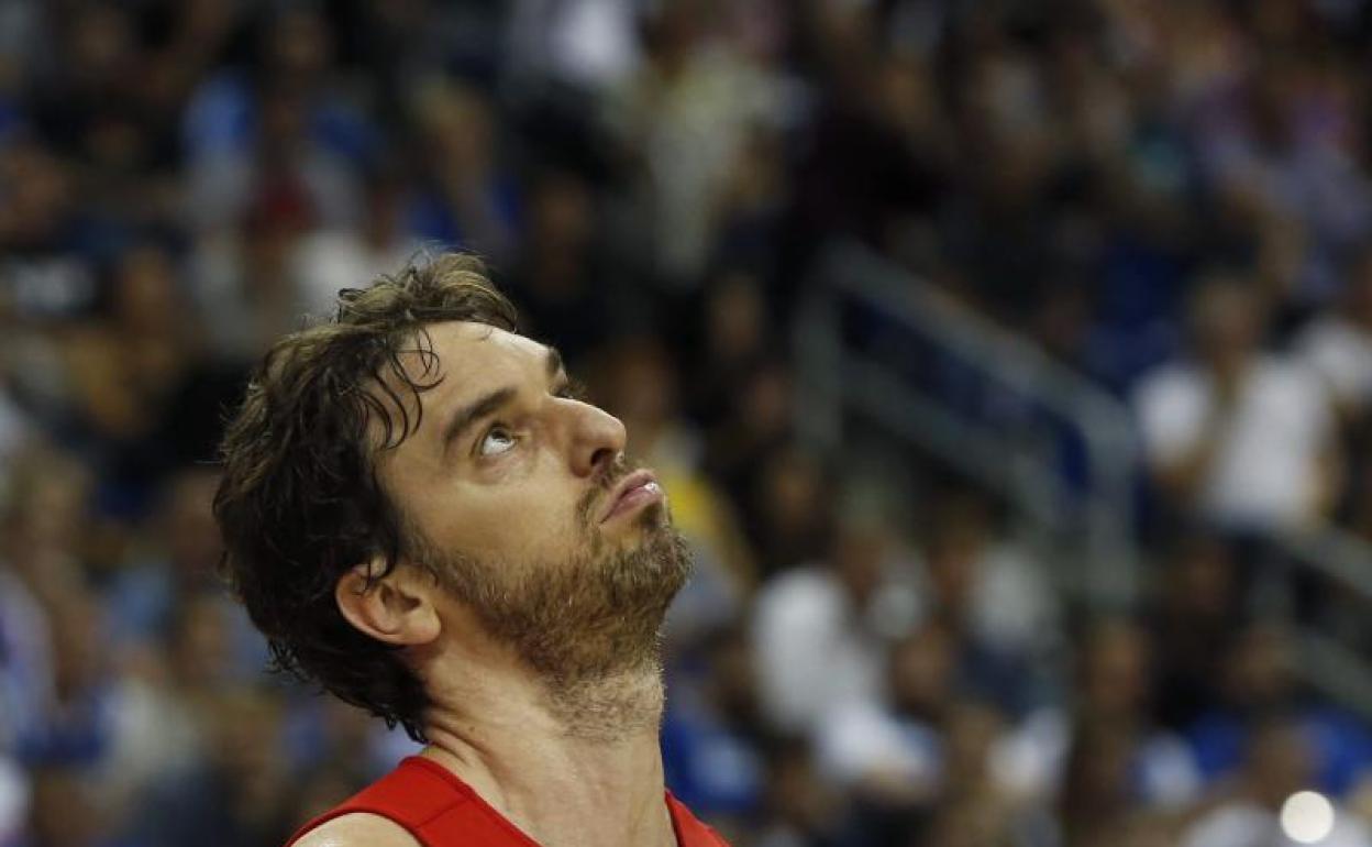 Pau Gasol, durante un partido con la selección. 