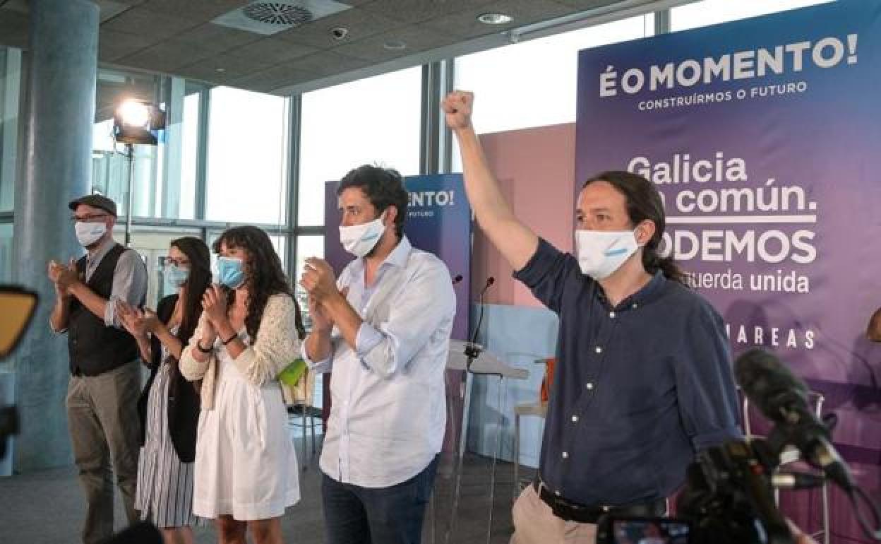 Pablo Iglesias participa en un acto de campaña en el Palexco de A Coruña, Galicia