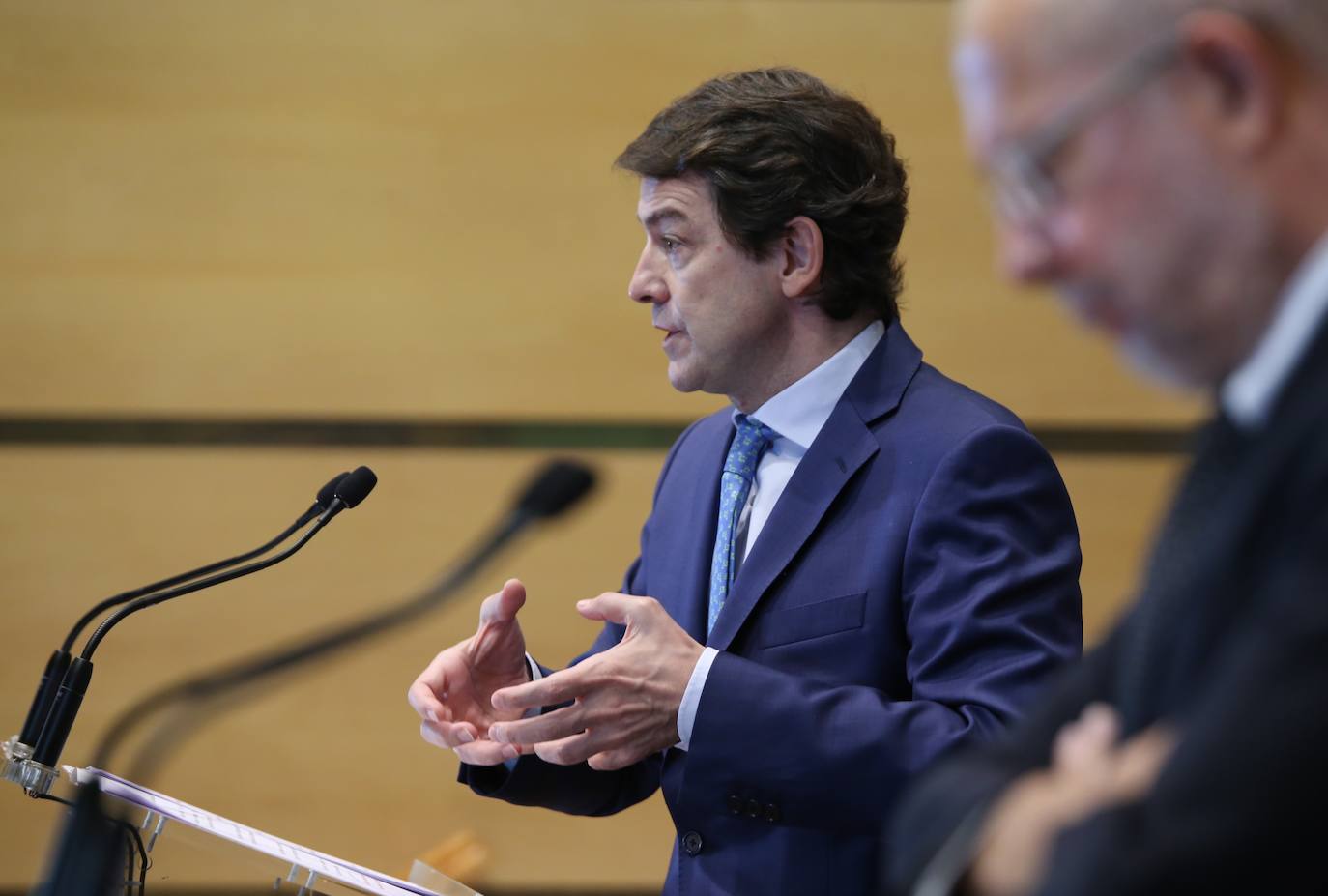 El presidente de la Junta de Castilla y León, Alfonso Fernández Mañueco, y el vicepresidente y consejero de Transparencia, Ordenación del Territorio y Acción Exterior, Francisco Igea, presentan el balance del primer año de legislatura.