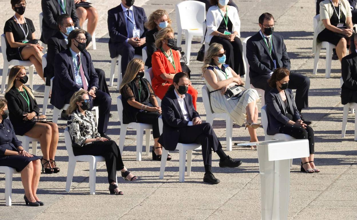 Pablo Iglesias durante la ceremonia de homenaje a las víctimas de la Covid-19.