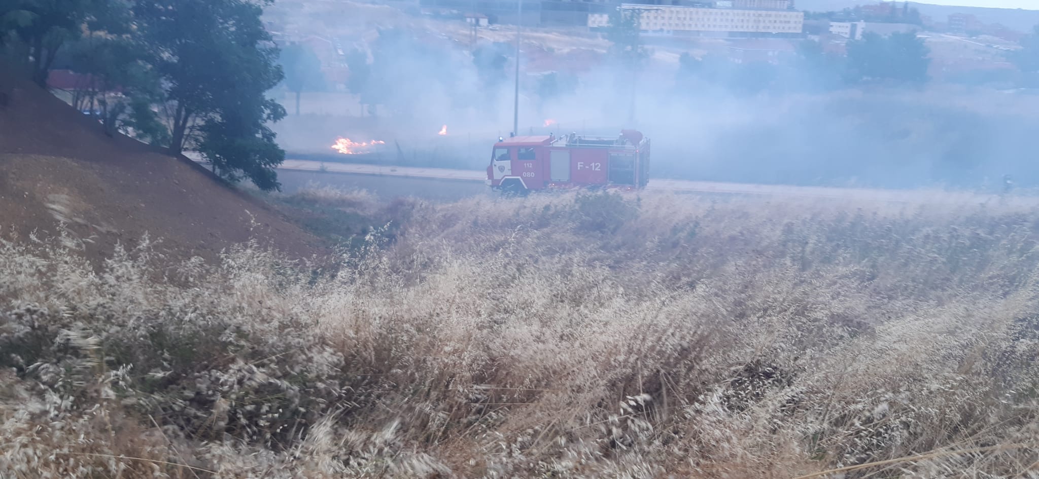 Los agentes han tenido que intervenir para sofocar las llamas.