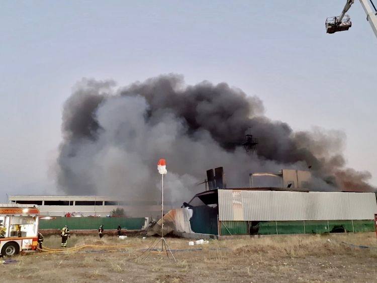 Fotos: Incendio en una fábrica de pinturas situada en el polígono industrial de San Pedro del Arroyo (Ávila)