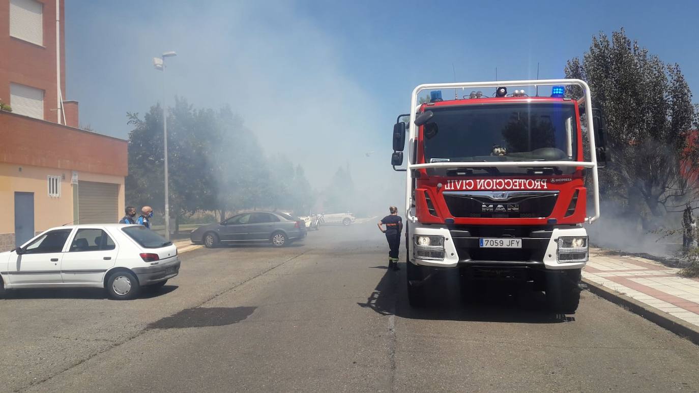 Incendio en una parcela de San Andrés del Rabanedo. 