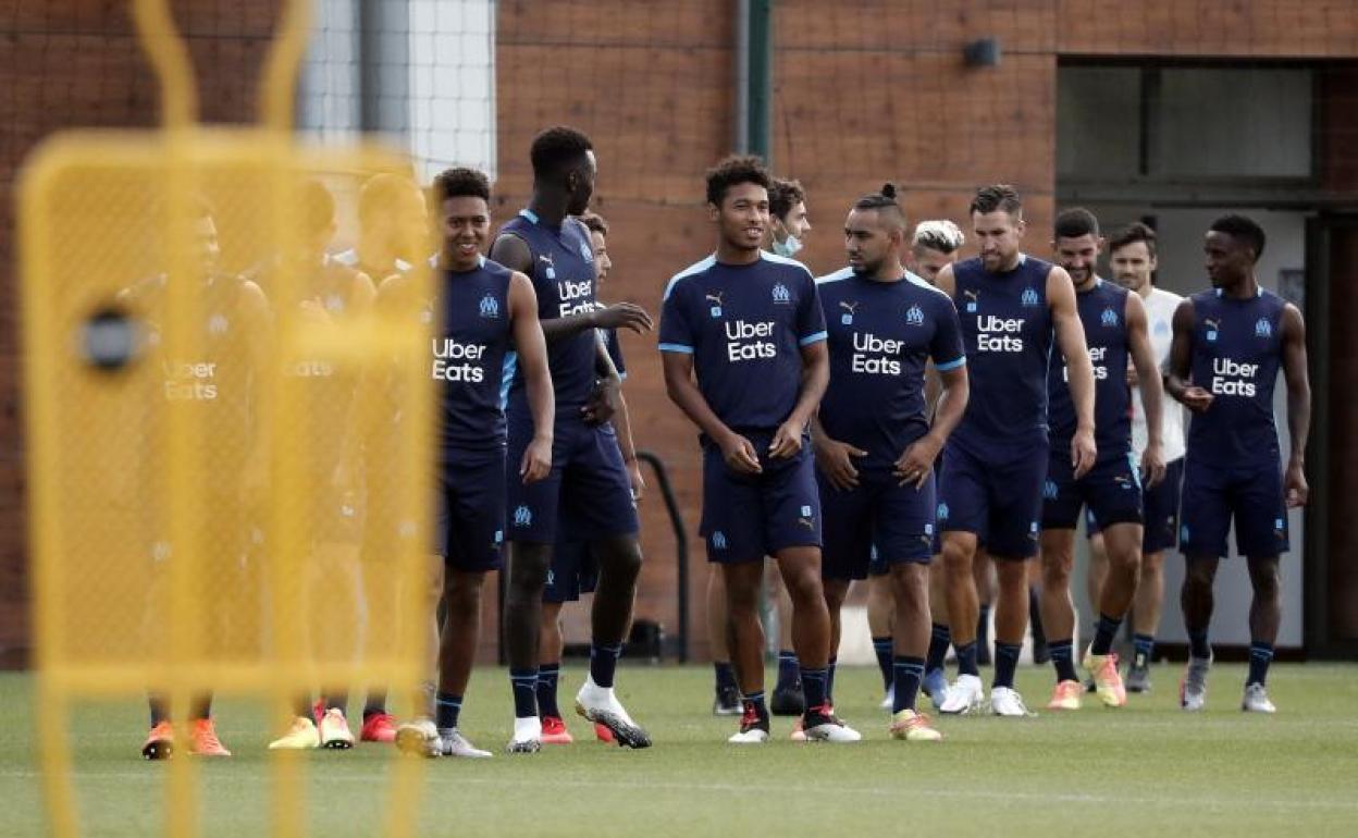 Los jugadores del Marsella, durante un entrenamiento. 