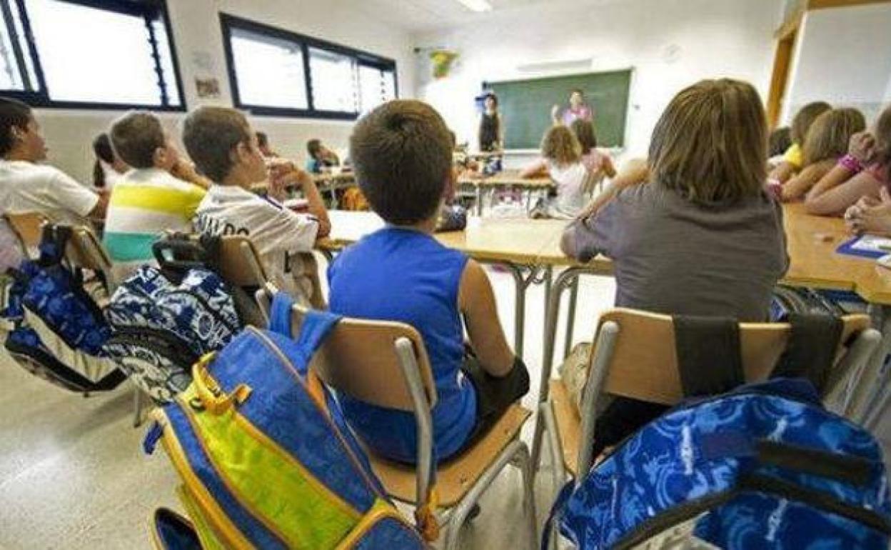 Un aula de un colegio leonés.