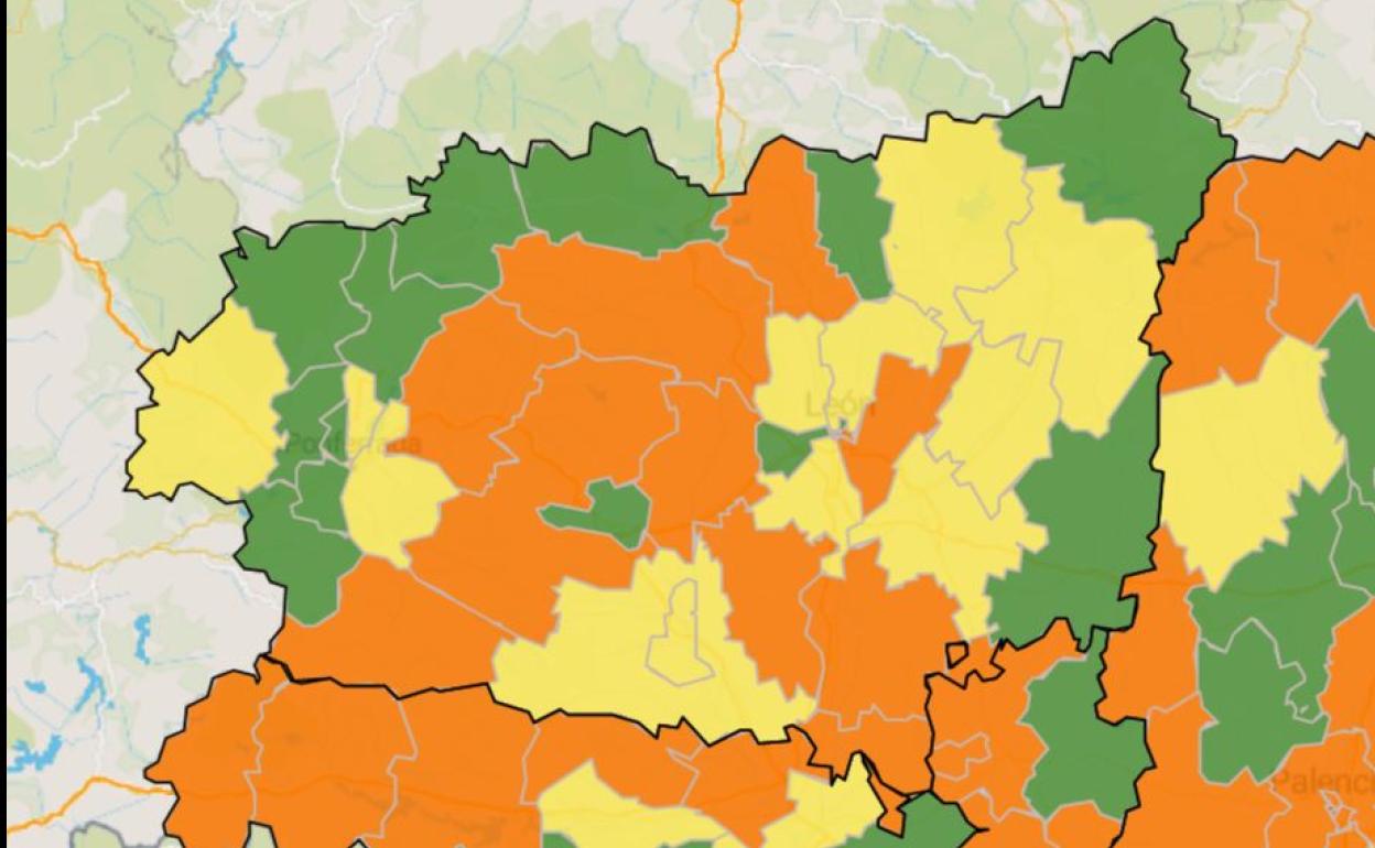 Mapa de incidencia del virus en León