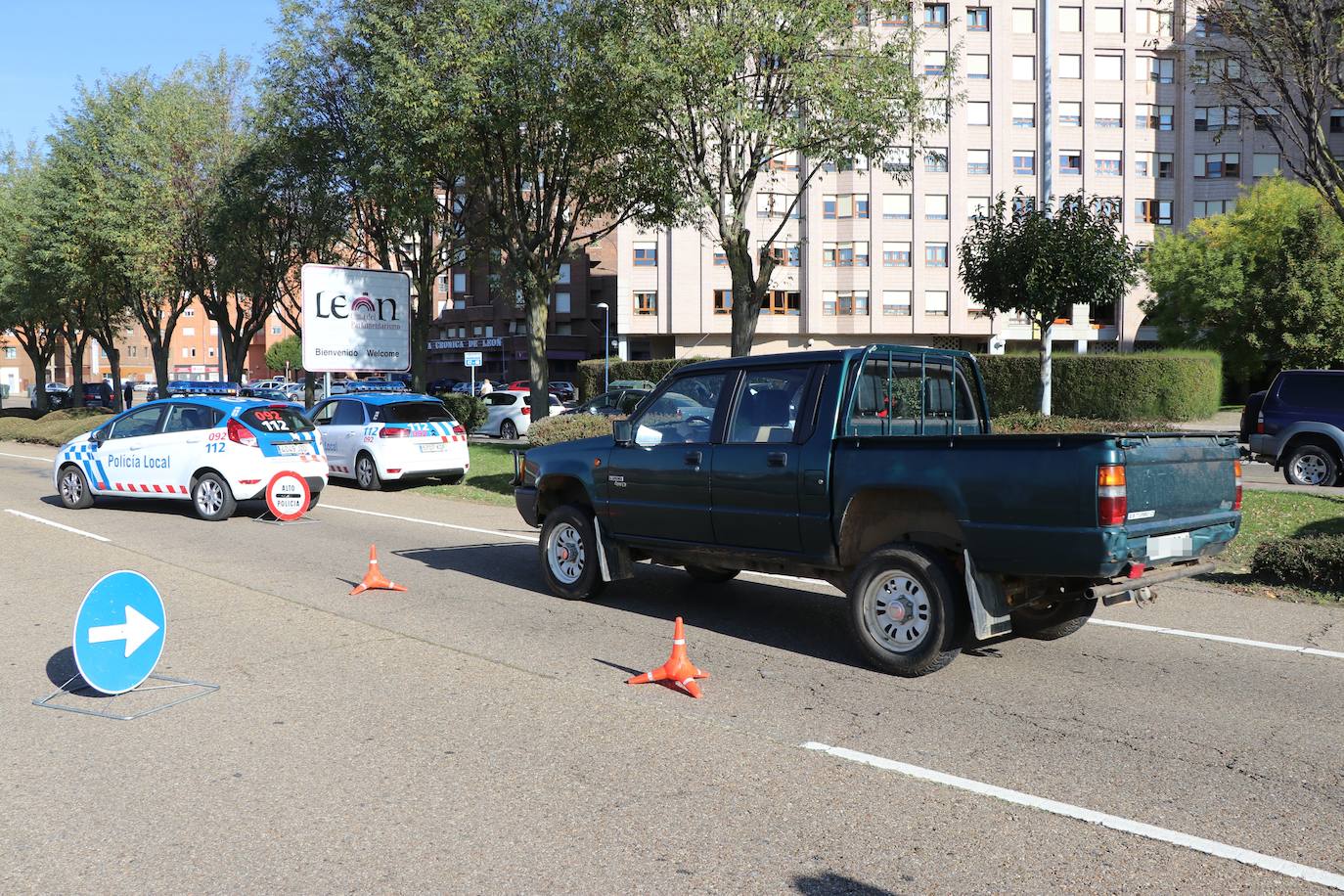 Fotos: Controles de acceso a León