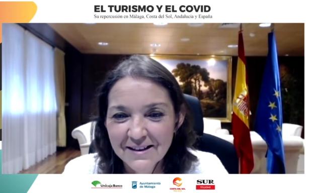 La ministra de Turismo, Reyes Maroto, durante su intervención en el foro.