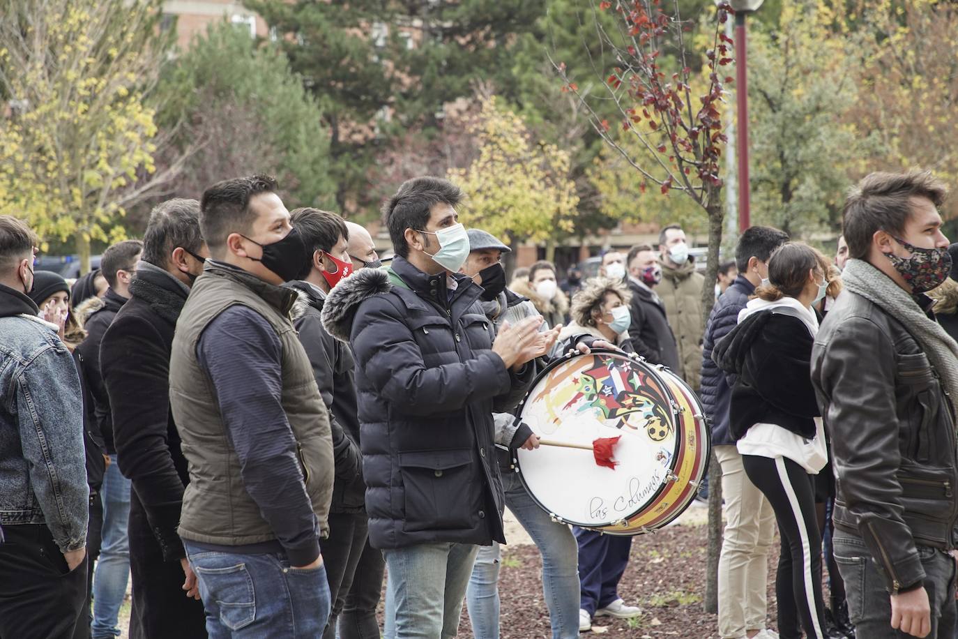 Concentración de los hosteleros frente a las medidas restrictivas por el COVID-19. Los hosteleros leoneses participan en la protesta realizada en Valladolid. 