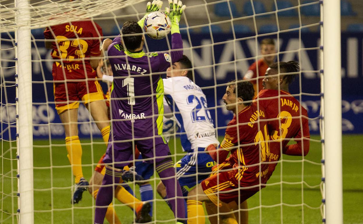 Uno de los goles anotados por la Deportiva ante el Zaragoza.