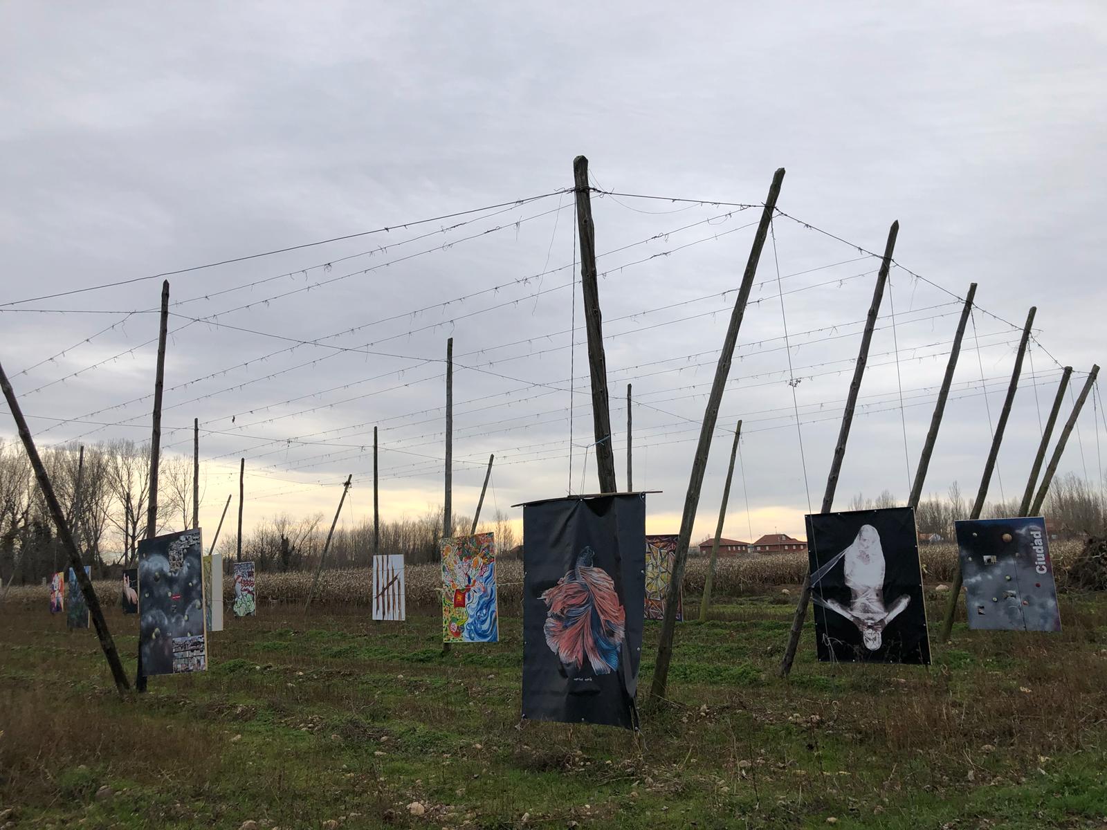 Esta exposición «Alambradas del Arte» tiene lugar hasta el día 9 de diciembre en una finca de lúpulo de Carrizo de la Ribera