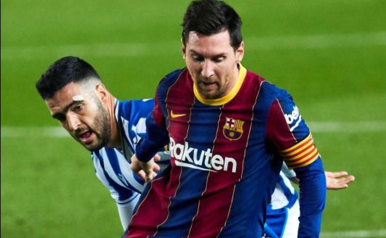 Messi, en una acción del partido ante la Real Sociedad. 