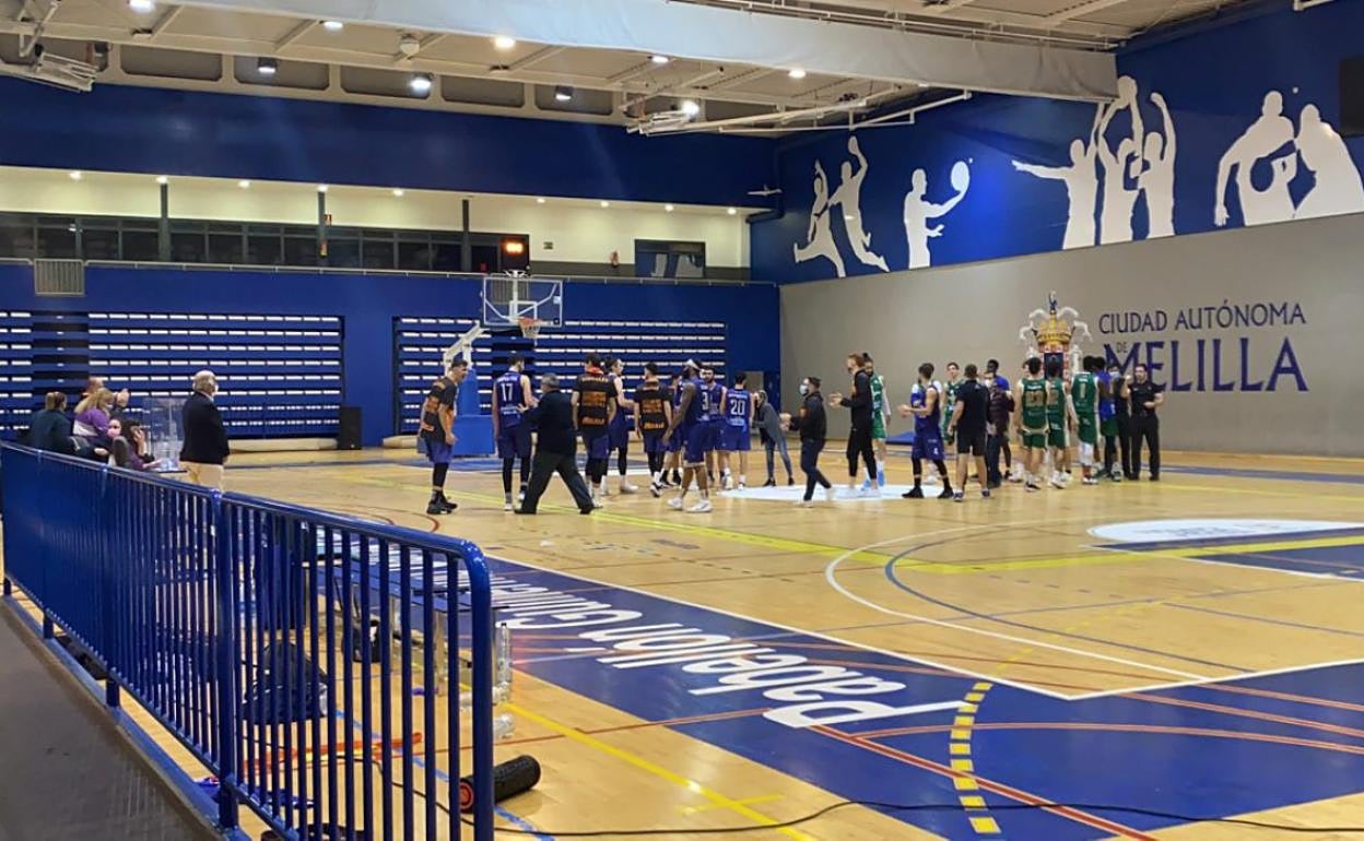 Un instante final del partido disputado en Melilla.