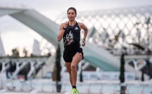 Nuria Lugueros, en la Maratón de Valencia.