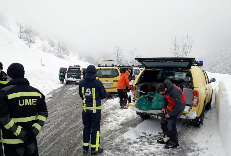 La Unidad Militar de Emergencias (UME), con dos batallones de 25 personas cada uno, un grupo cinológico, un grupo especial de montaña, una cuña y un vehículo oruga, se han sumado este sábado al dispositivo de búsqueda que trata de localizar a uno de los dos operarios de una quitanieves sepultados bajo un alud en el puerto de San Isidro. El cuerpo del otro, fue encontrado tras ocho horas de intenso rastreo.