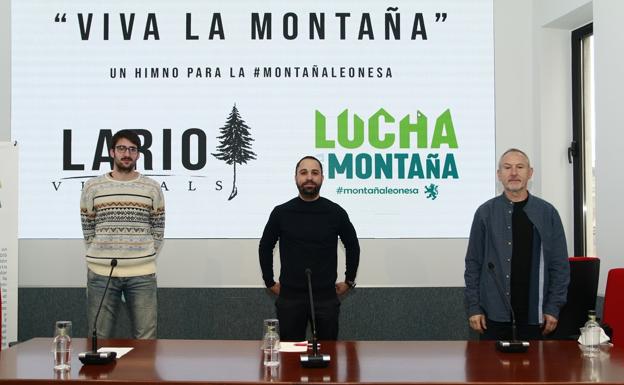 Sergio Lario, Carlos Morán y Mikel Ferreras en la presentación de la nueva versión de 'Viva la montaña' este martes.