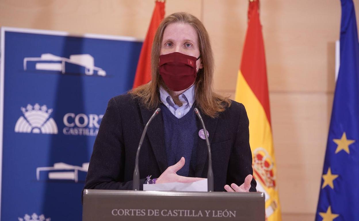 Pablo Fernández ofrece una rueda de prensa este martes en las Cortes.