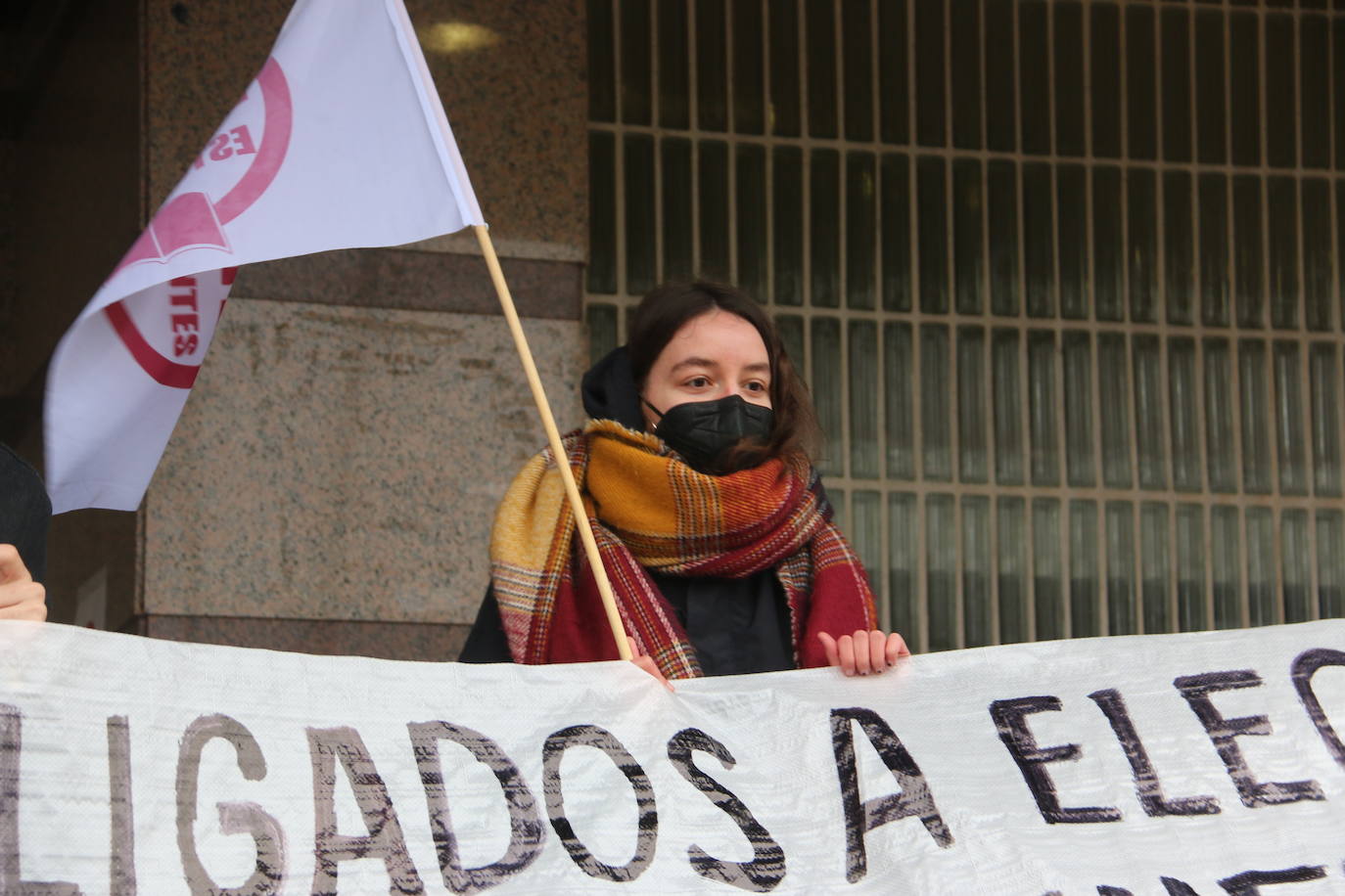 Alumnos del Frente de Estudiantes en la protesta. 