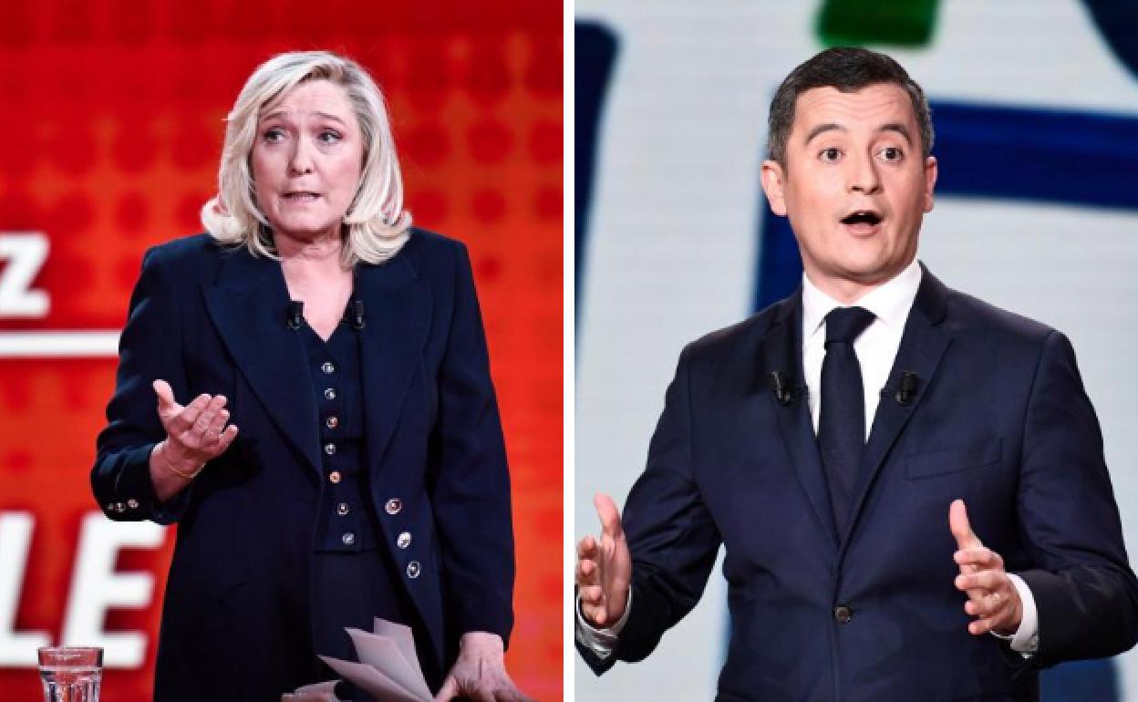 Marine Le Pen y Gérald Darmanin.