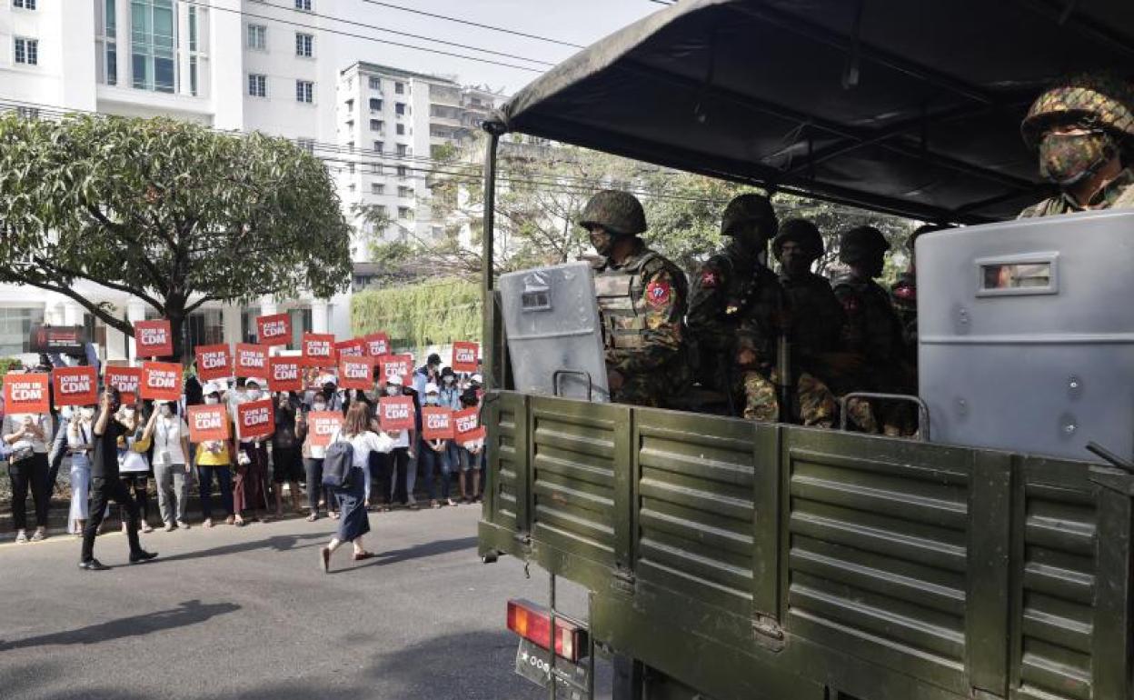 Protestas en Myanmar. 