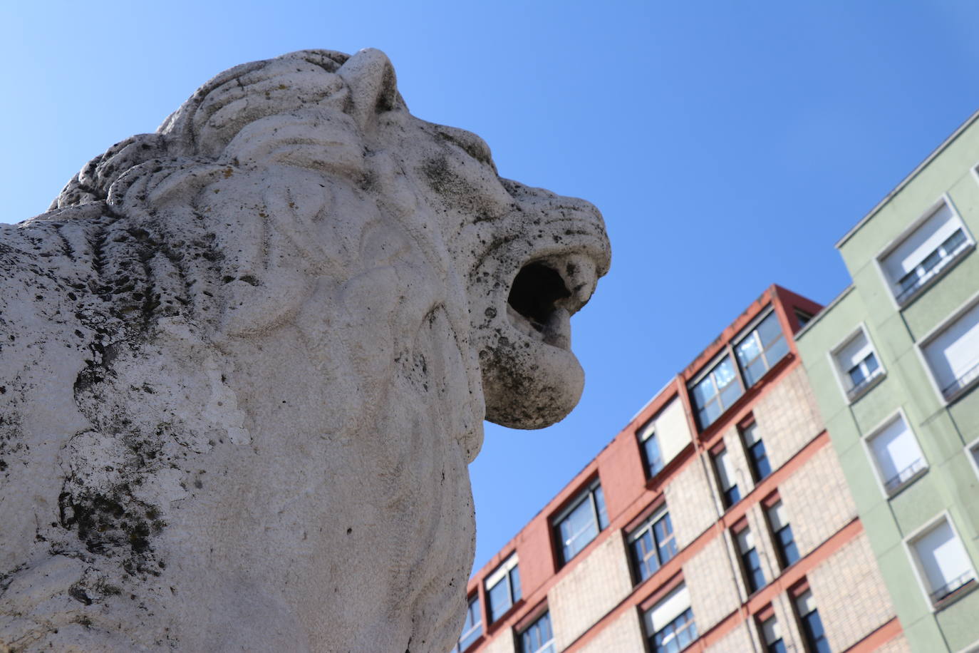 Los cuatro felinos del Puente de los Leones presentan un mal estado desde hace tiempo.