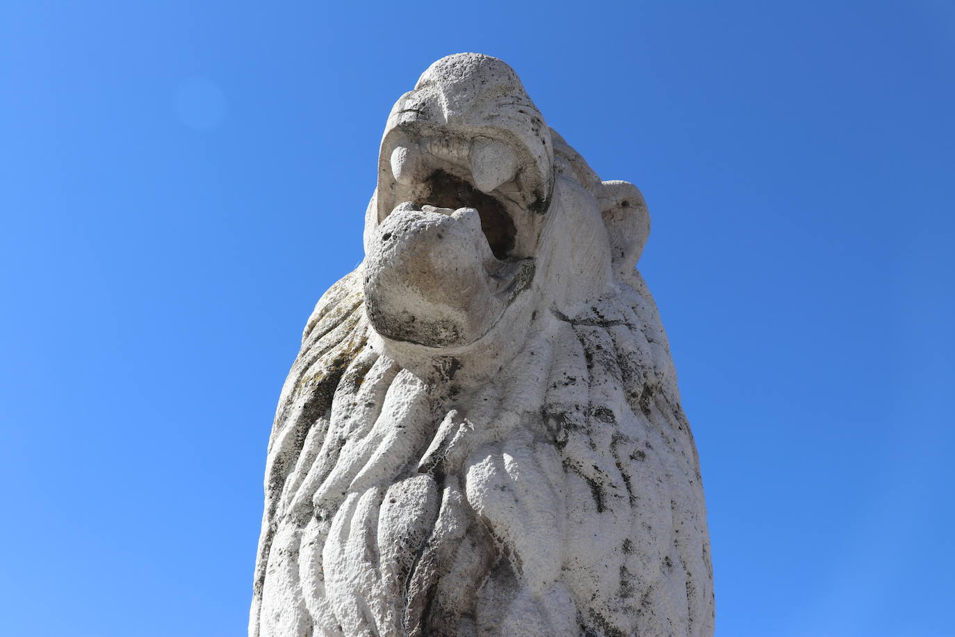 Los cuatro felinos del Puente de los Leones presentan un mal estado desde hace tiempo.