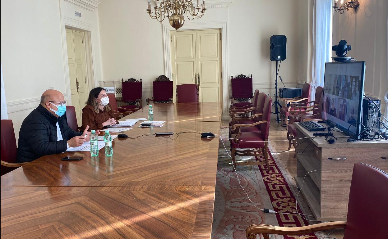 Imagen de la reunión telemática con los ayuntamientos que reciben los fondos.