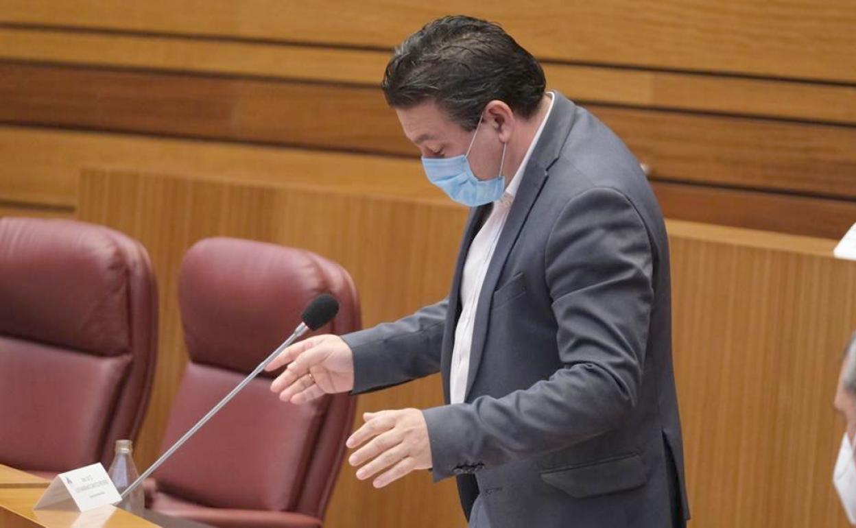 Luis Mariano Santos, durante su intervención en el pleno de las Cortes.