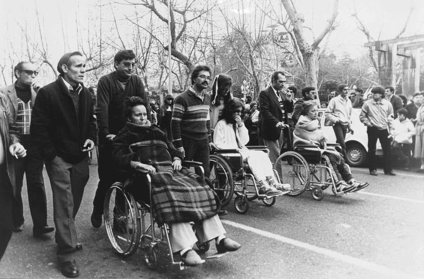 Protesta de damnificados en abril de 1982.