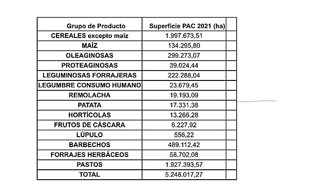 Distribución de la superficie. 
