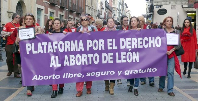 Imagen de una manifestación en favor del aborto legal en León.