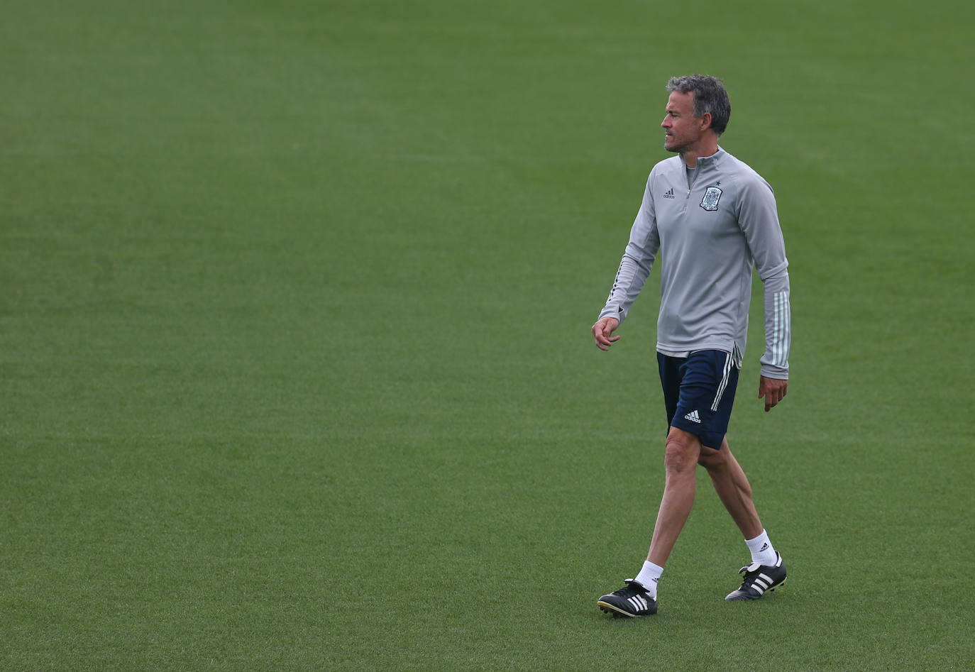 Luis Enrique durante el entrenamiento de este martes.