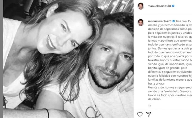 Amelia Bono y Manuel Martos anuncian su ruptura.