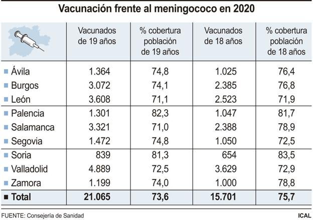 Gráfico de los porcentajes por provincias en la comunidad de Castilla y León. 