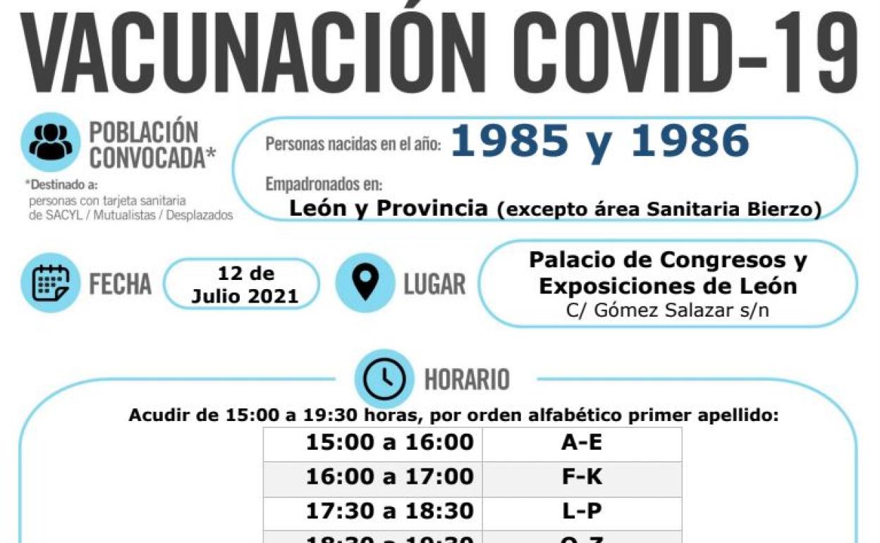 León reactiva la vacunación y llama a los nacidos en 1985, 1986 y los mayores de 12 años que estudien fuera