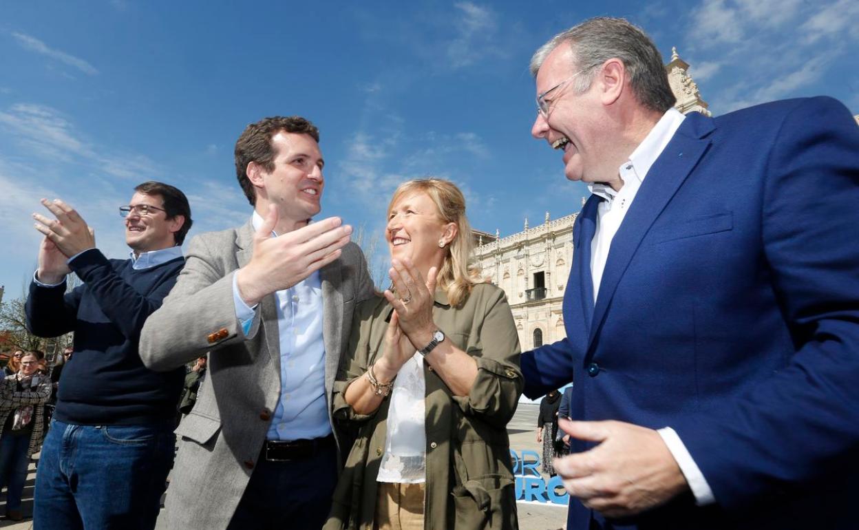 El presidente nacional del Partido Popular, Pablo Casado asiste a un acto público en León en 2019.