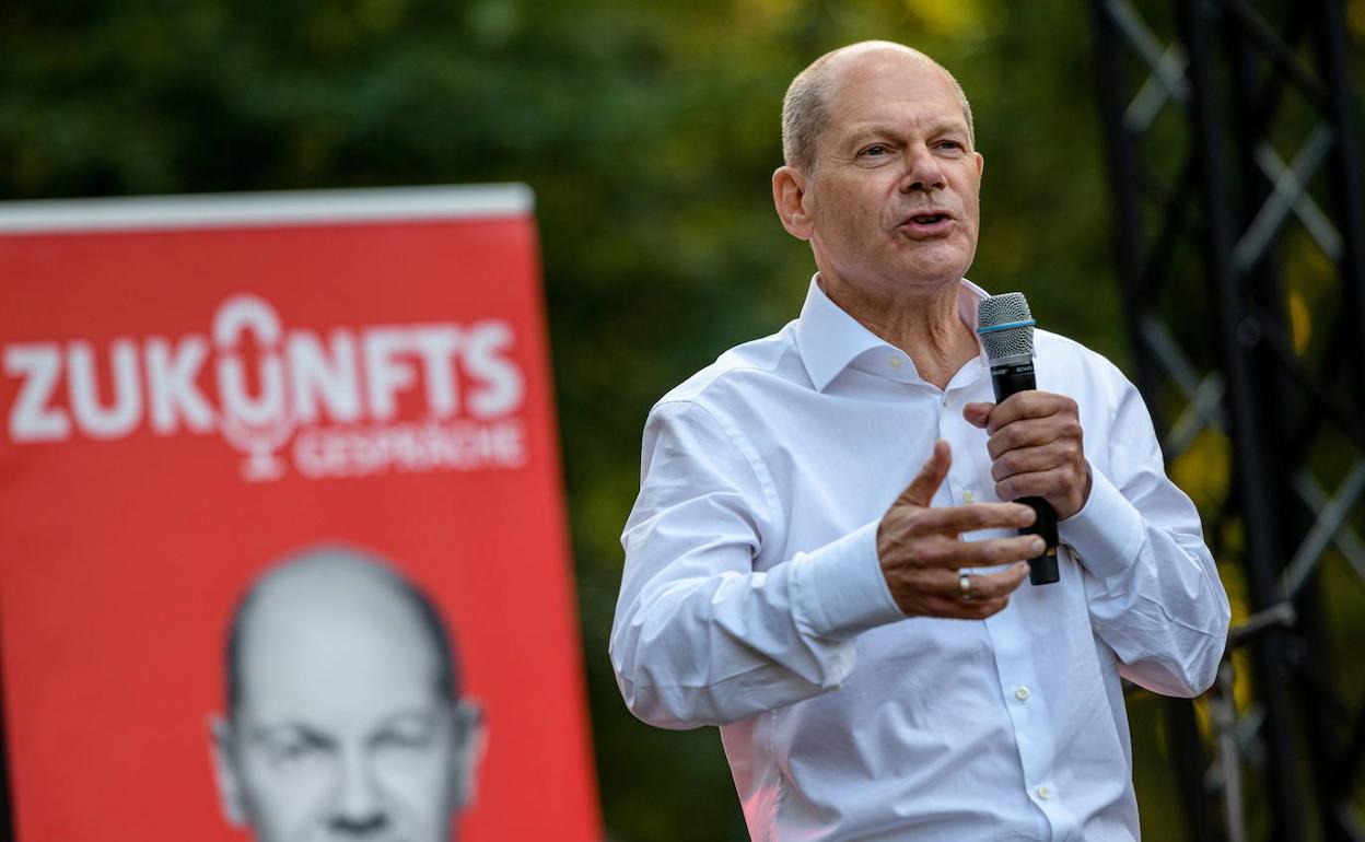 Olaf Scholz, durante un acto electoral.