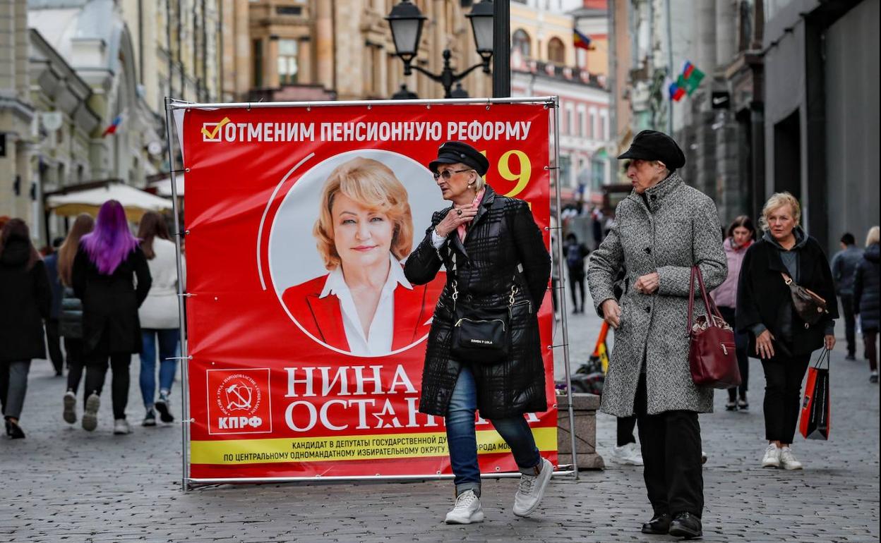 Propaganda electoral en las calles de Moscú.