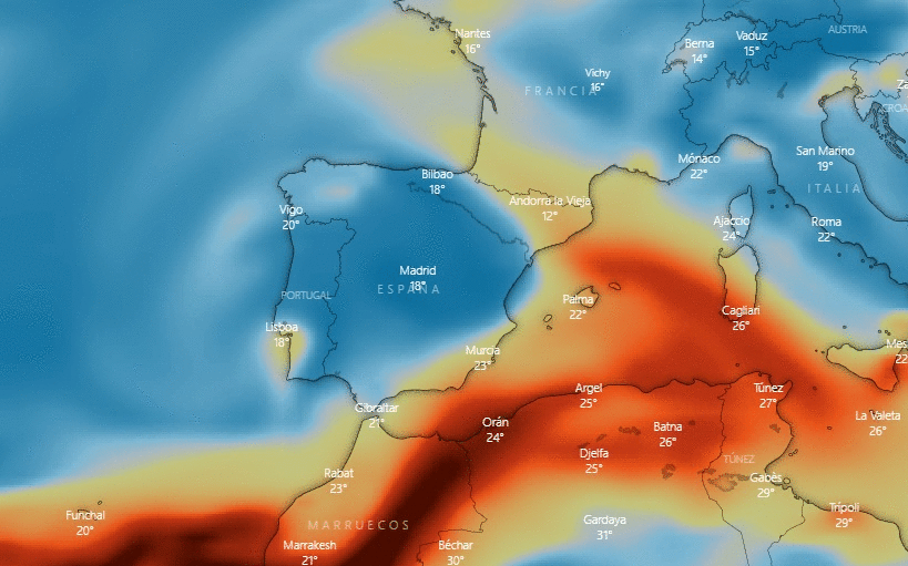 Evolución prevista de la nube del volván de La Palma.