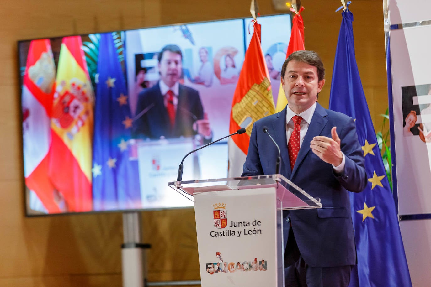 El presidente de la Junta de Castilla y León, Alfonso Fernández Mañueco, inaugura el curso 2021-2022 de las enseñanzas escolares no universitarias de Castilla y León.