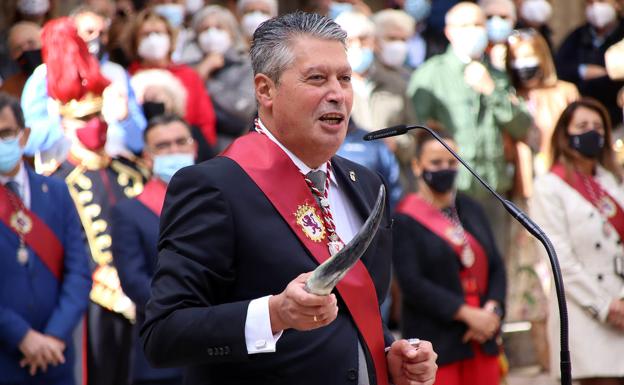 Luis Miguel García Copete, durante el Foro u Oferta con la banda de León. 