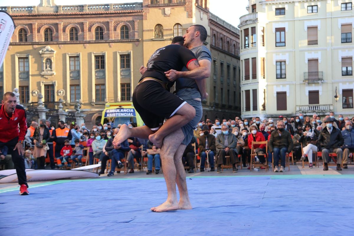 El tradicional corro de lucha de San Froilán vuelve a congregar a los aluches a los pies de la Pulchra Leonina.