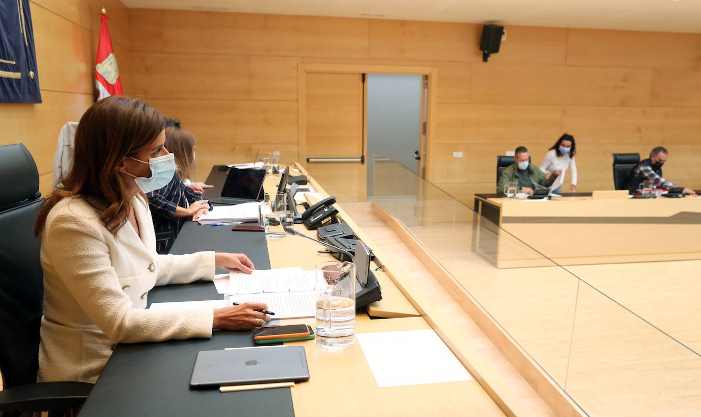 La consejera de Empleo e Industria, Ana Carlota Amigo, comparece, a petición propia, en la Comisión de Empleo e Industria de las Cortes de Castilla y León para evaluar los acuerdos del Diálogo Social correspondientes al ejercicio 2020.